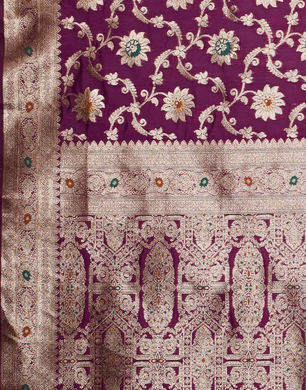 Wine_Elegant_Silk_Blend_Kanjeevaram_Saree_With_Unstitched_Blouse_Piece
