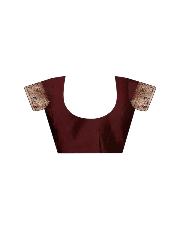 Maroon_Elegant_Silk_Blend_Baluchari_Saree_With_Unstitched_Blouse_Piece