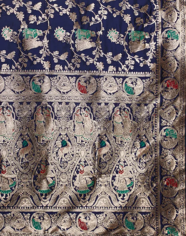 Navy_Blue_Silk_Blend_Baluchari_Saree_With_Unstitched_Blouse_Piece