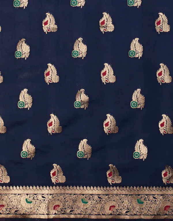 Navy_Blue_Silk_Blend_Baluchari_Saree_With_Unstitched_Blouse_Piece