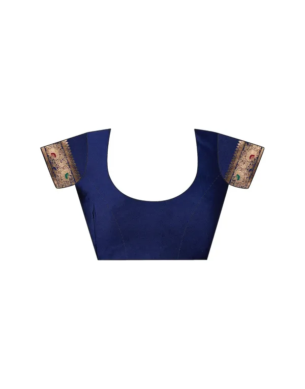 Navy_Blue_Silk_Blend_Baluchari_Saree_With_Unstitched_Blouse_Piece