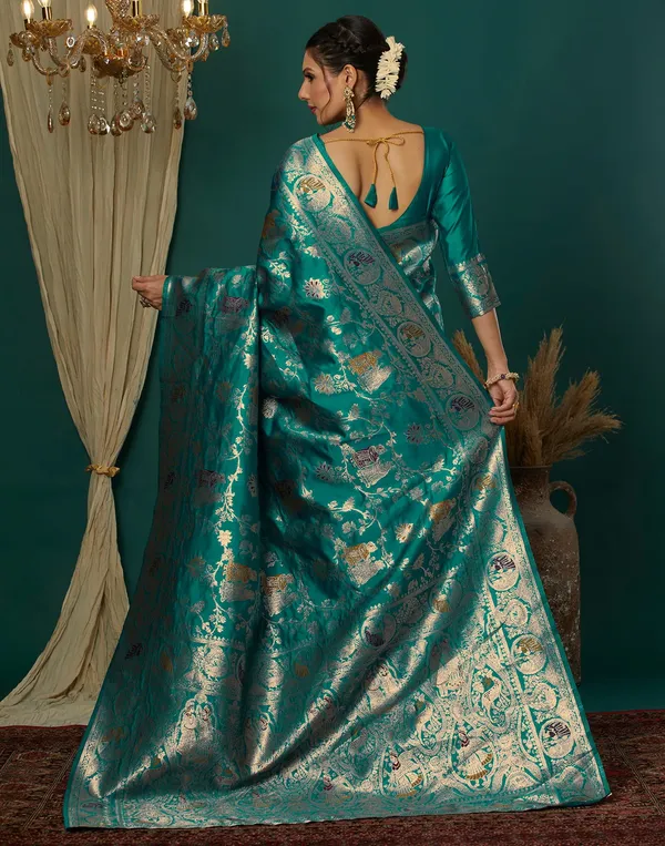 Rama_Elegant_Silk_Blend_Baluchari_Saree_With_Unstitched_Blouse_Piece