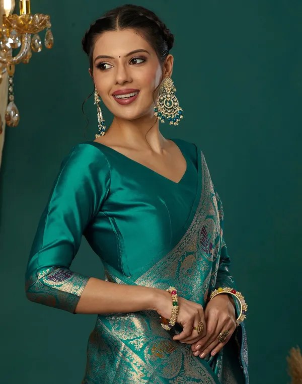 Rama_Elegant_Silk_Blend_Baluchari_Saree_With_Unstitched_Blouse_Piece