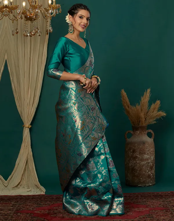 Rama_Elegant_Silk_Blend_Baluchari_Saree_With_Unstitched_Blouse_Piece