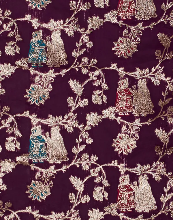 Wine_Silk_Blend_Baluchari_Saree_With_Unstitched_Blouse_Piece