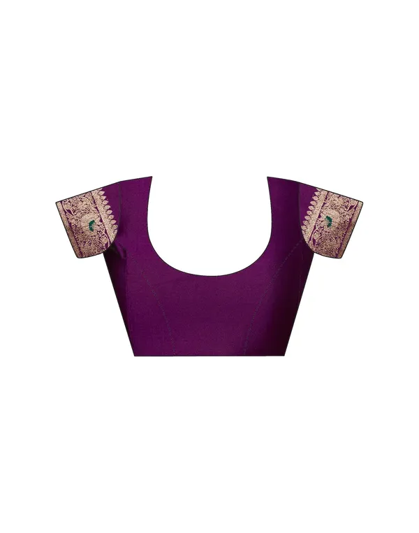 Wine_Silk_Blend_Baluchari_Saree_With_Unstitched_Blouse_Piece