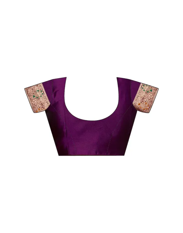Wine_Elegant_Silk_Blend_Maheshwari_Saree_With_Unstitched_Blouse_Piece