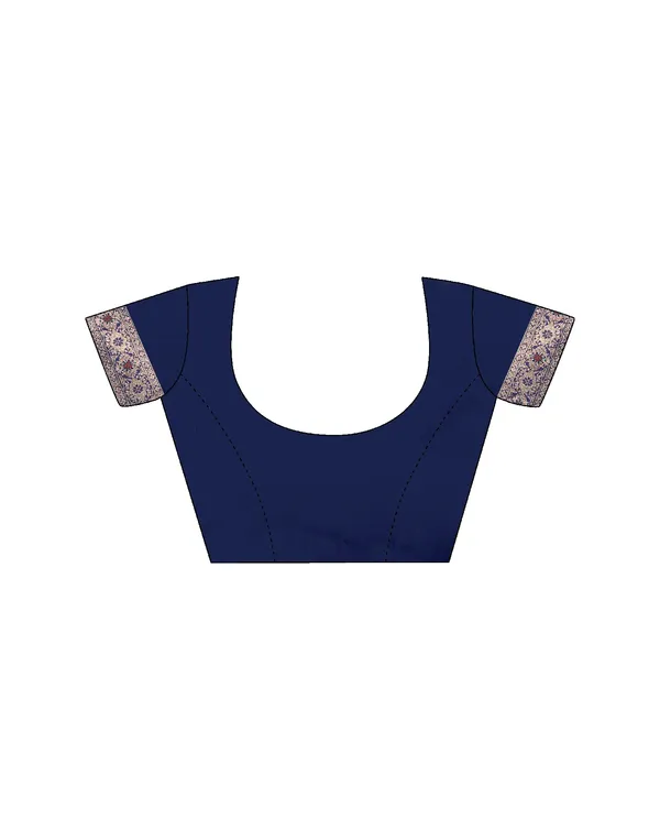 Navy_Blue_Silk_Blend_Banarasi_Saree_With_Unstitched_Blouse_Piece