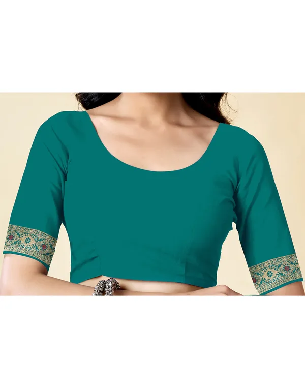 Rama_Silk_Blend_Banarasi_Saree_With_Unstitched_Blouse_Piece