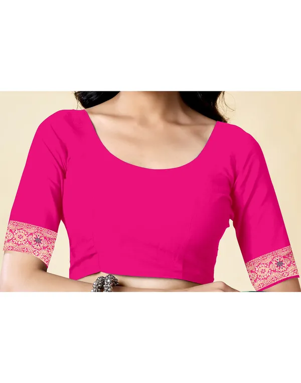 Pink_Silk_Blend_Banarasi_Saree_With_Unstitched_Blouse_Piece