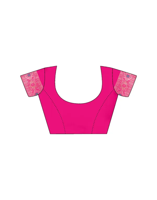 Pink_Silk_Blend_Banarasi_Saree_With_Unstitched_Blouse_Piece