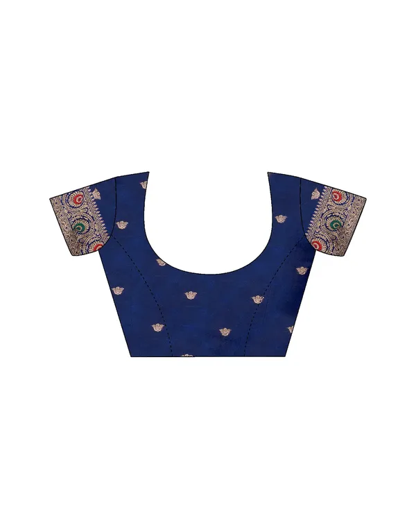 Navy_Blue_Silk_Blend_Kanjeevaram_Saree_With_Unstitched_Blouse_Piece