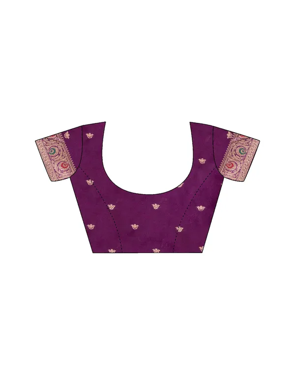 Wine_Silk_Blend_Kanjeevaram_Saree_With_Unstitched_Blouse_Piece