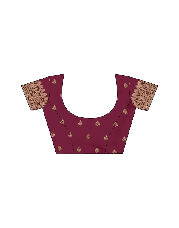 Maroon_Silk_Blend_Baluchari_Saree_With_Unstitched_Blouse_Piece