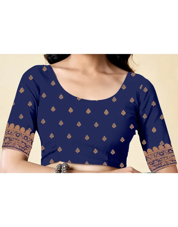Navy_Blue_Silk_Blend_Baluchari_Saree_With_Unstitched_Blouse_Piece