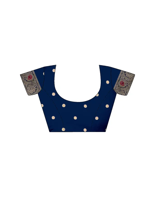 Navy_Blue_Silk_Blend_Baluchari_Saree_With_Unstitched_Blouse_Piece