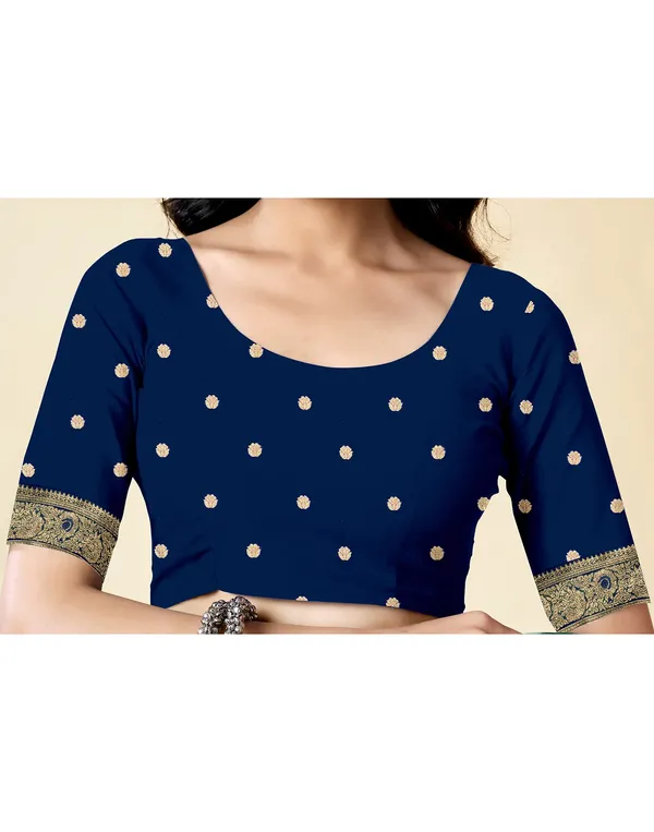 Navy_Blue_Silk_Blend_Baluchari_Saree_With_Unstitched_Blouse_Piece