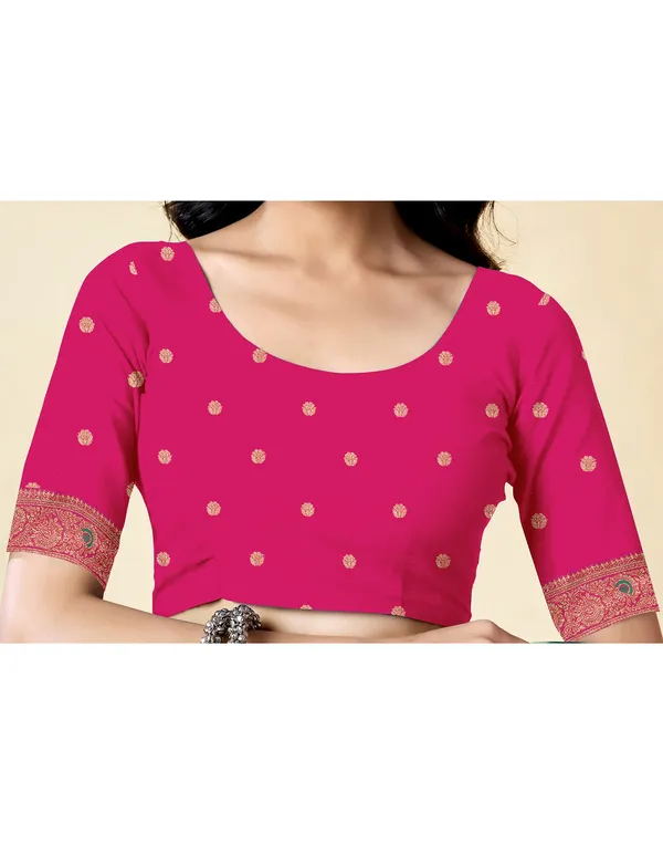 Pink_Silk_Blend_Baluchari_Saree_With_Unstitched_Blouse_Piece