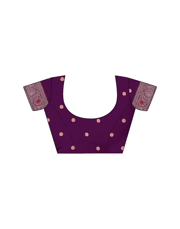 Wine_Silk_Blend_Baluchari_Saree_With_Unstitched_Blouse_Piece