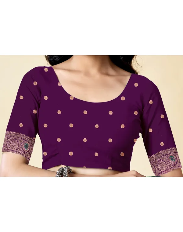 Wine_Silk_Blend_Baluchari_Saree_With_Unstitched_Blouse_Piece