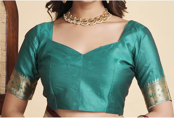 Maroon_Silk_Blend_Paithani_Saree_With_Unstitched_Blouse_Piece