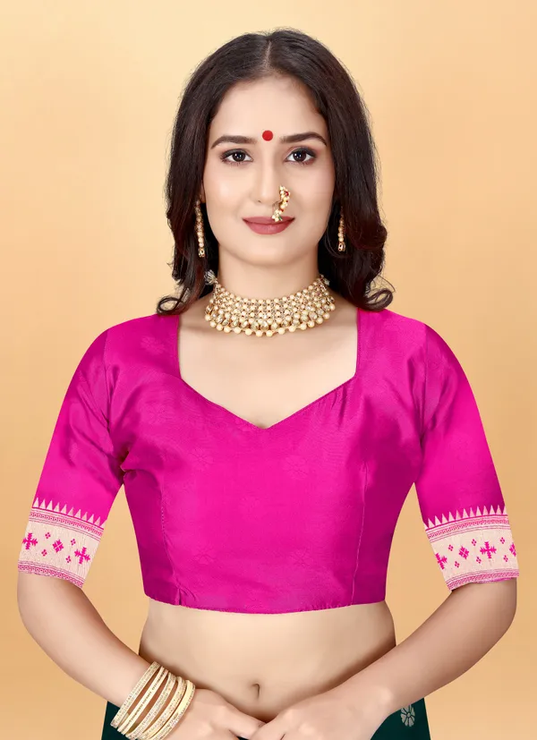 Teal_Elegant_Silk_Blend_Paithani_Saree_With_Unstitched_Blouse_Piece