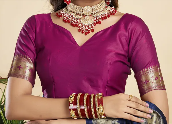 WINE_Silk_Blend_Paithani_Saree_With_Unstitched_Blouse_Piece