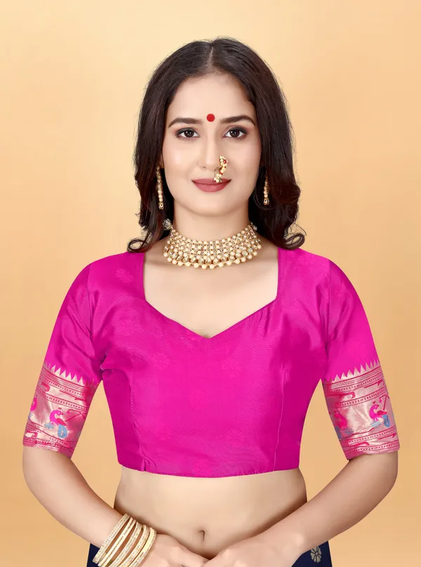 Teal_Silk_Blend_Paithani_Saree_With_Unstitched_Blouse_Piece