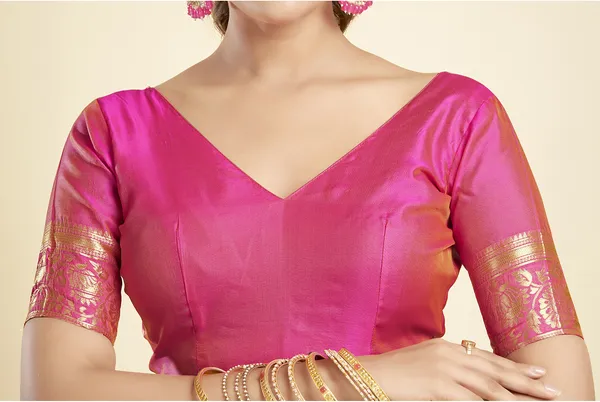 Lemon_Yellow_Elegant_Silk_Blend_Paithani_Saree_With_Unstitched_Blouse_Piece