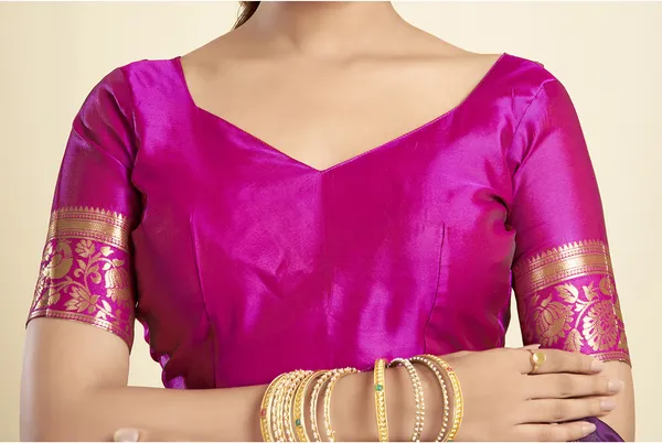 Wine_Elegant_Silk_Blend_Paithani_Saree_With_Unstitched_Blouse_Piece