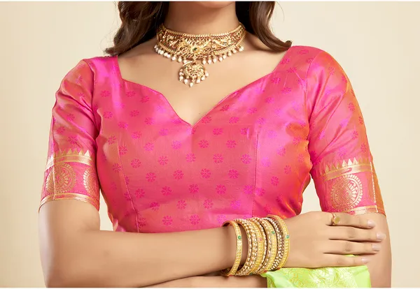 Lemon_Yellow_Luxurious_Silk_Blend_Paithani_Saree_With_Unstitched_Blouse_Piece