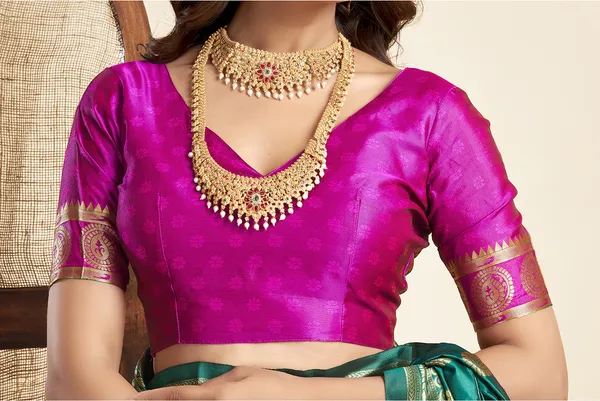 Teal_Luxurious_Silk_Blend_Paithani_Saree_With_Unstitched_Blouse_Piece