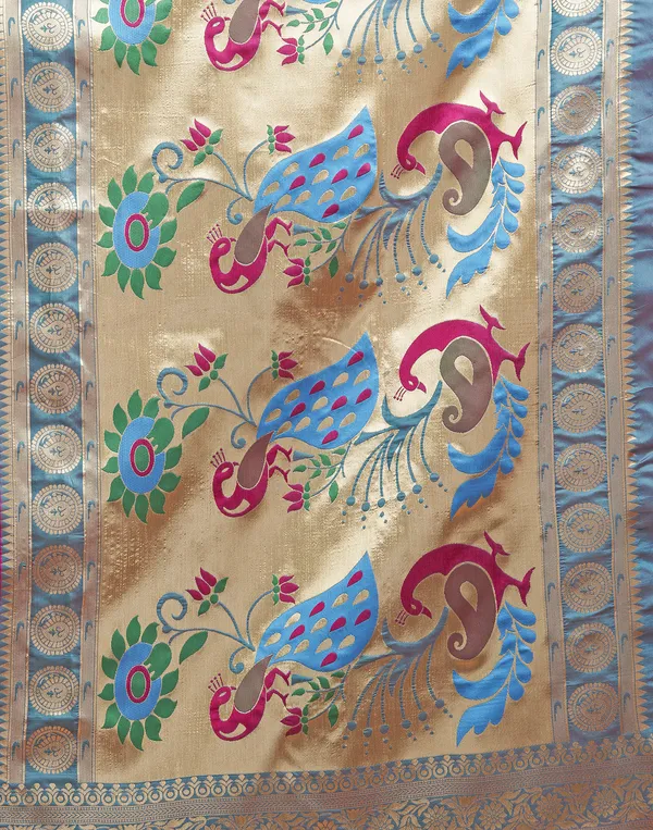 Pink_Luxurious_Silk_Blend_Paithani_Saree_With_Unstitched_Blouse_Piece