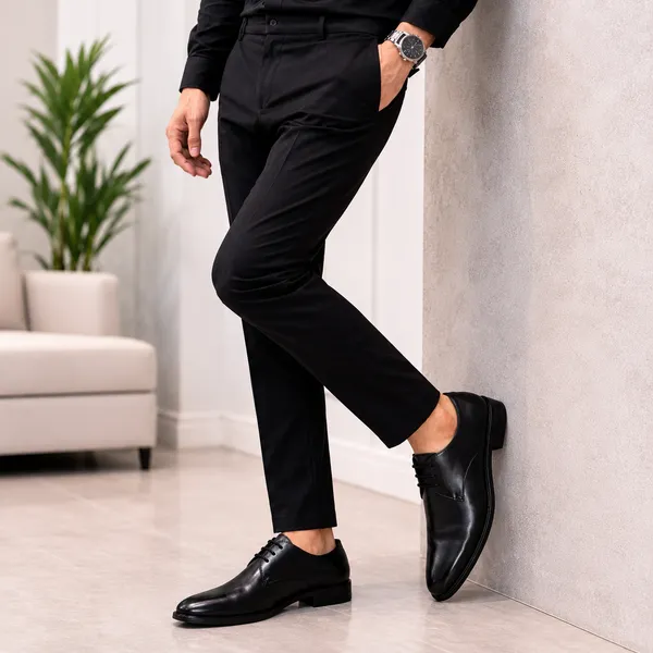 100%_Pure_Leather_Black_Leather_Lace_Up_Derby_Formal_Shoes_For_Men