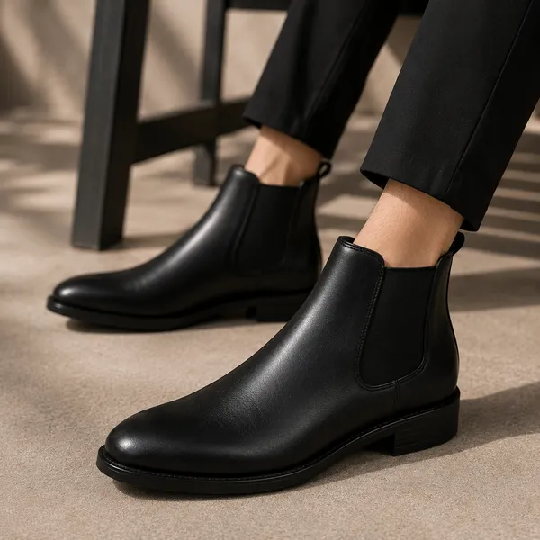 100%_Pure_Leather_Black_Leather_Slip_On_Chelsea_Ankle_Boots_For_Men