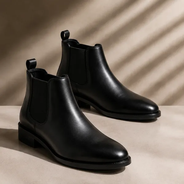 100%_Pure_Leather_Black_Leather_Slip_On_Chelsea_Ankle_Boots_For_Men