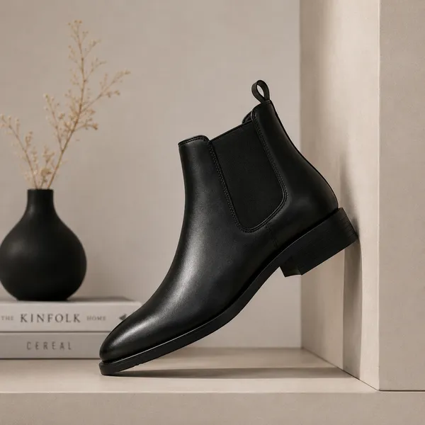 100%_Pure_Leather_Black_Leather_Slip_On_Chelsea_Ankle_Boots_For_Men