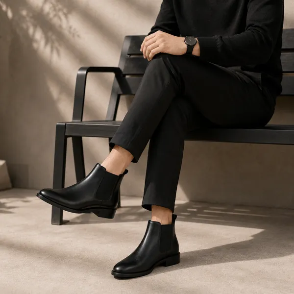100%_Pure_Leather_Black_Leather_Slip_On_Chelsea_Ankle_Boots_For_Men