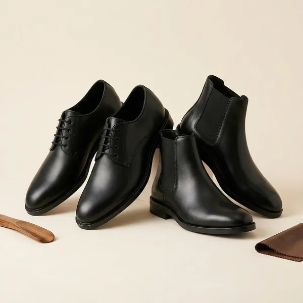 100%_Pure_Leather_Black_Leather_Derby_And_Chelsea_Boots_For_Men_Pack_Of_2