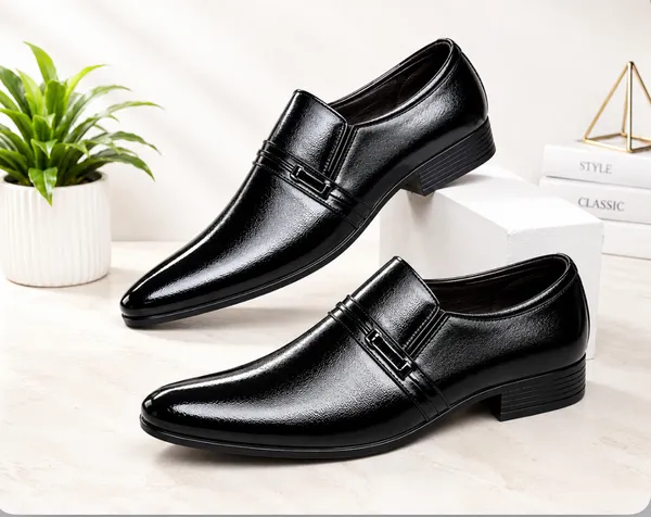 100%_Pure_Leather_Black_Leather_Loafer_And_Strap_Formal_Shoes_For_Men_Combo