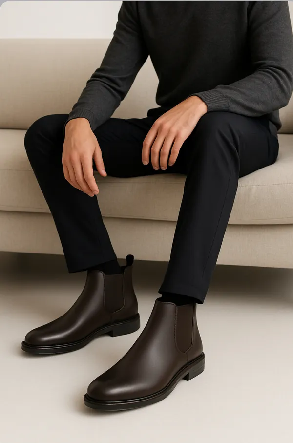 100%_Pure_Leather_Brown_Leather_Slip_On_Chelsea_Boots_For_Men
