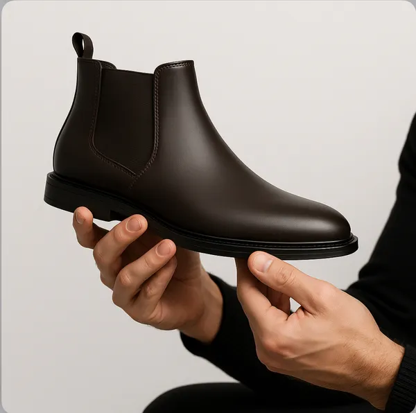 100%_Pure_Leather_Brown_Leather_Slip_On_Chelsea_Boots_For_Men