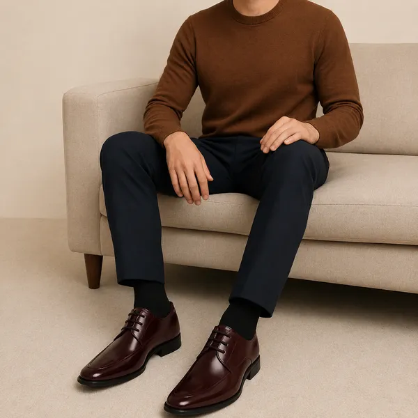 100%_Pure_Leather_Brown_Patent_Leather_Lace_Up_Derby_Shoes_For_Men