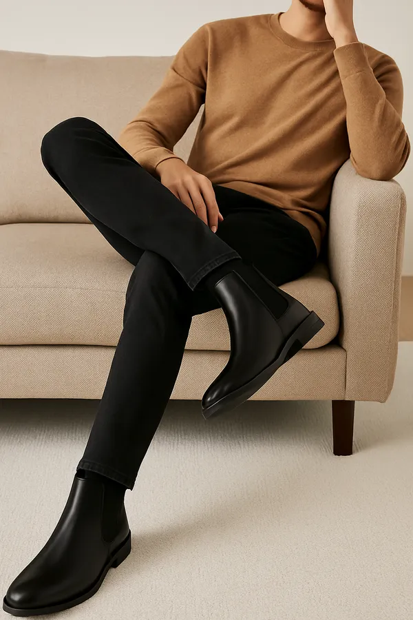 100%_Pure_Leather_Black_Leather_Derby_And_Chelsea_Boots_For_Men_Pack_Of_2