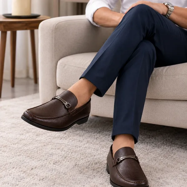 100%_Pure_Leather_Brown_Leather_Slip_On_Loafers_With_Metal_Buckle_For_Men