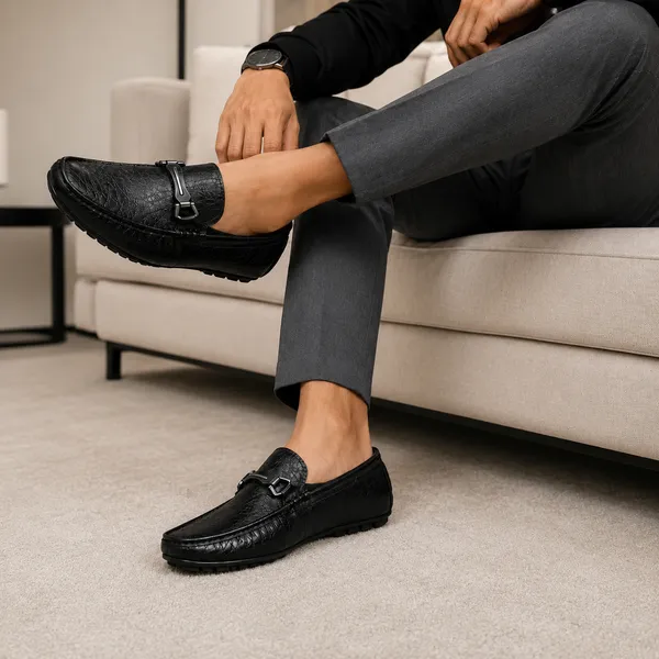 100%_Pure_Leather_Black_Leather_Slip_On_Loafers_With_Metal_Buckle_For_Men