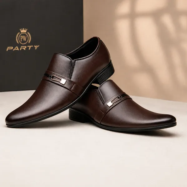 100%_Pure_Leather_Brown_Leather_Buckle_Strap_Slip_On_Formal_Shoes_For_Men