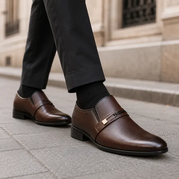 100%_Pure_Leather_Brown_Leather_Buckle_Strap_Slip_On_Formal_Shoes_For_Men