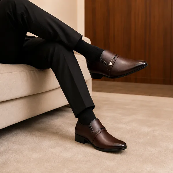 100%_Pure_Leather_Brown_Leather_Buckle_Strap_Slip_On_Formal_Shoes_For_Men