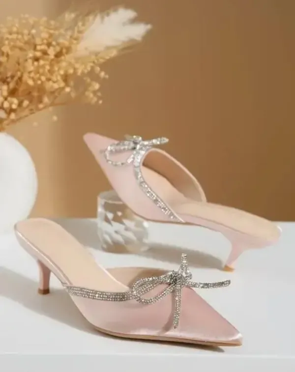 Baby_Pink_Satin_Kitten_Heels_With_Rhinestone_Bow_Mules_For_Women